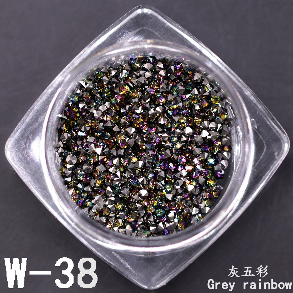 超闪新款玻璃钻指甲贴彩色尖底水晶沙碎钻美甲饰品微钻厂家直销