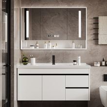 轻奢欧式浴室柜组合卫生间洗手盆实木现代简约智能镜柜一体盆洗漱