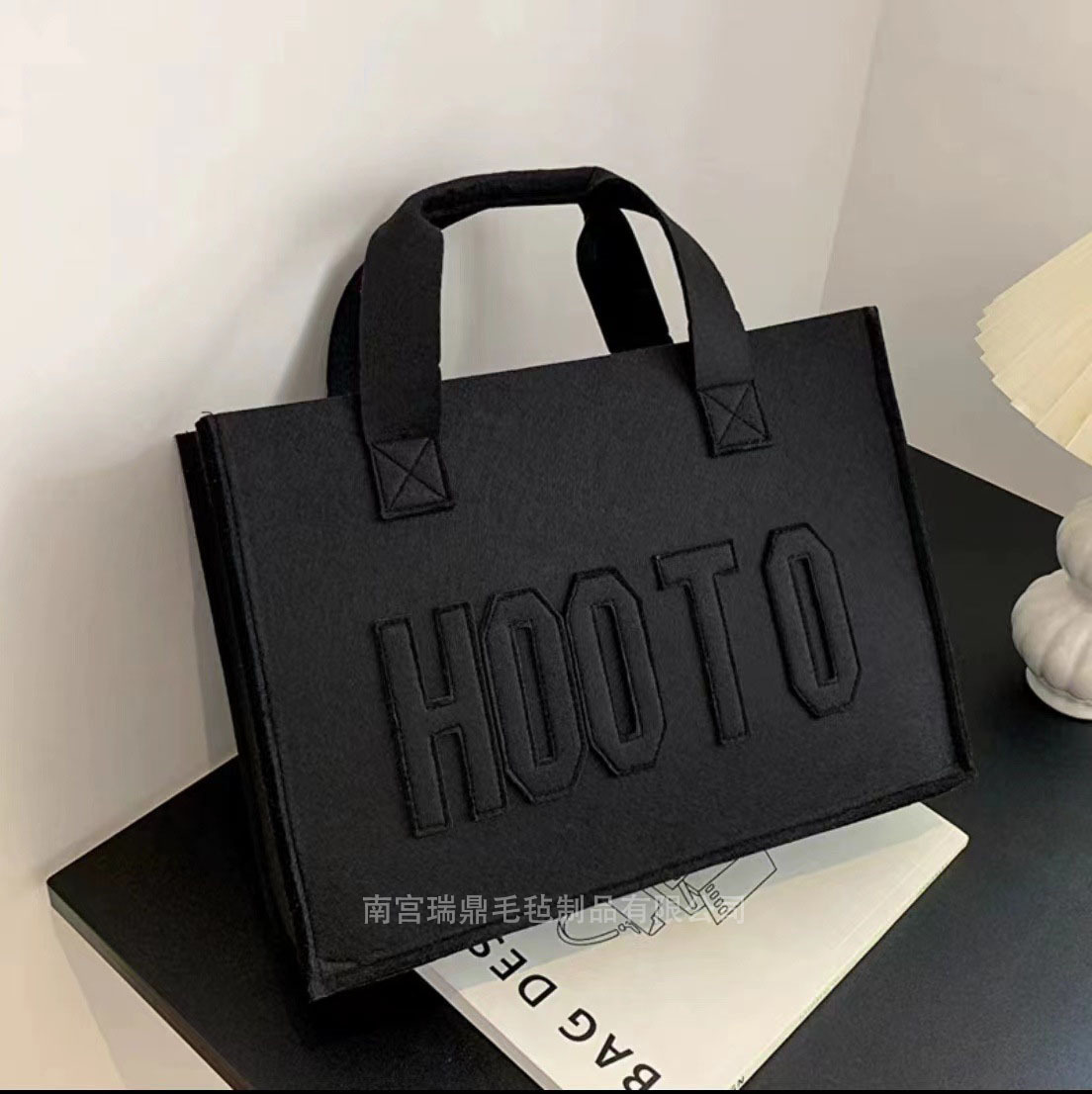 Retro Commuter Felt Tote Bag Simple Letters Fashion Felt Bag Xiaohongshu New Korean Style