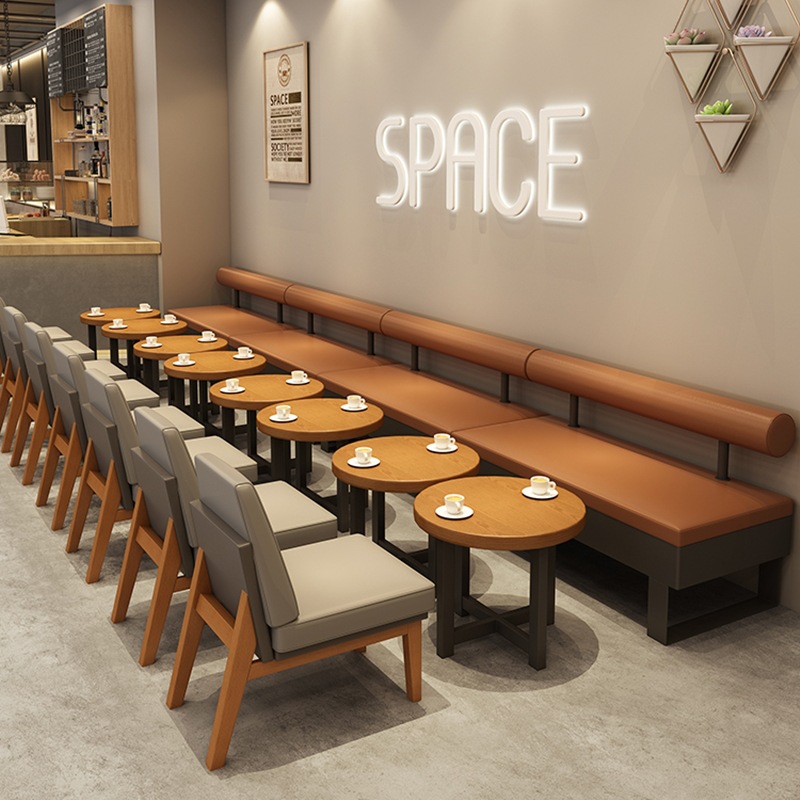 连锁咖啡厅休闲卡座沙发复古奶茶店西餐厅音乐清吧休息区桌椅组合