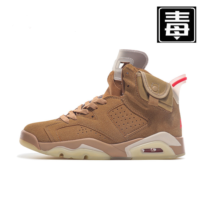 莆田纯原aj6兔八哥男女鞋卡其棕白蓝乔6高帮男女篮球运动鞋耐尅官