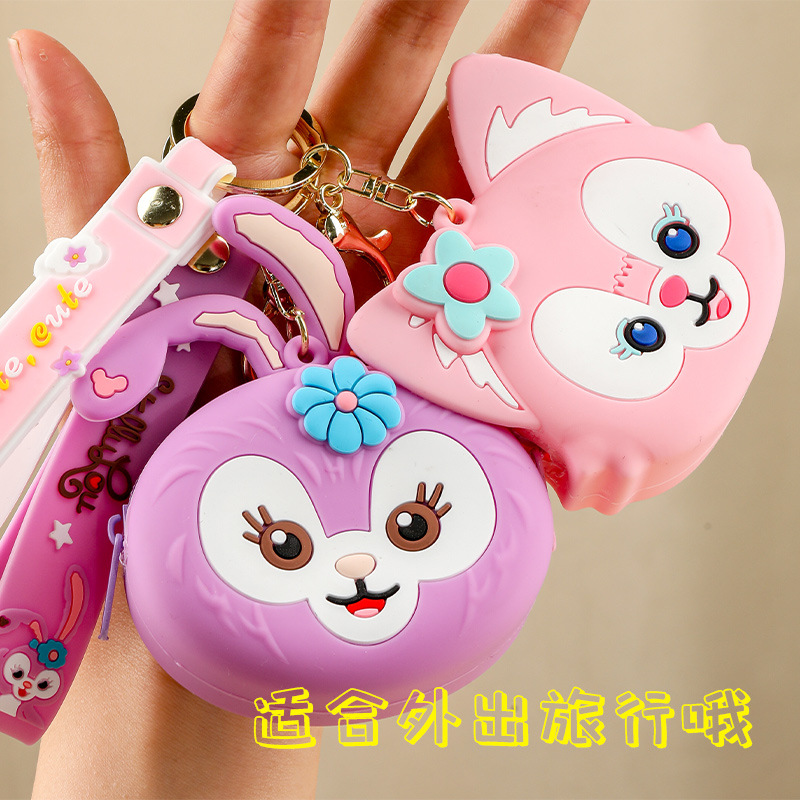 Wholesale Customized Cute Waterproof Children's Silicone Zipper Bag StellaLou Silicone Coin Purse Keychain Earphone Bag