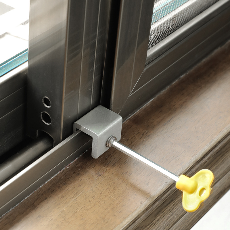 纱窗限位器免打孔铝合金窗户锁扣塑钢平移纱窗固定器儿童锁