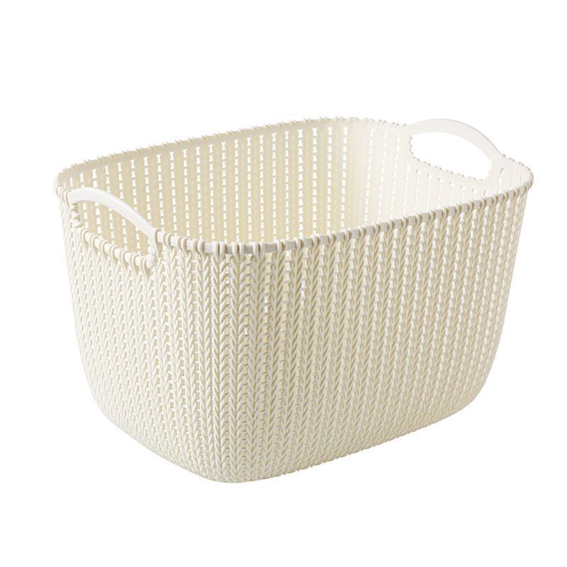 仿藤编收纳筐零食玩具杂物整理篮子手提衣物储物篮塑料桌面收纳篮
