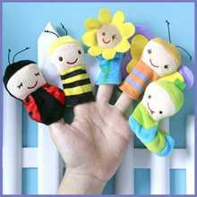 婴幼毛绒玩具花朵瓢虫手指偶毛毛虫蝴蝶蜜蜂公仔早教讲故事童