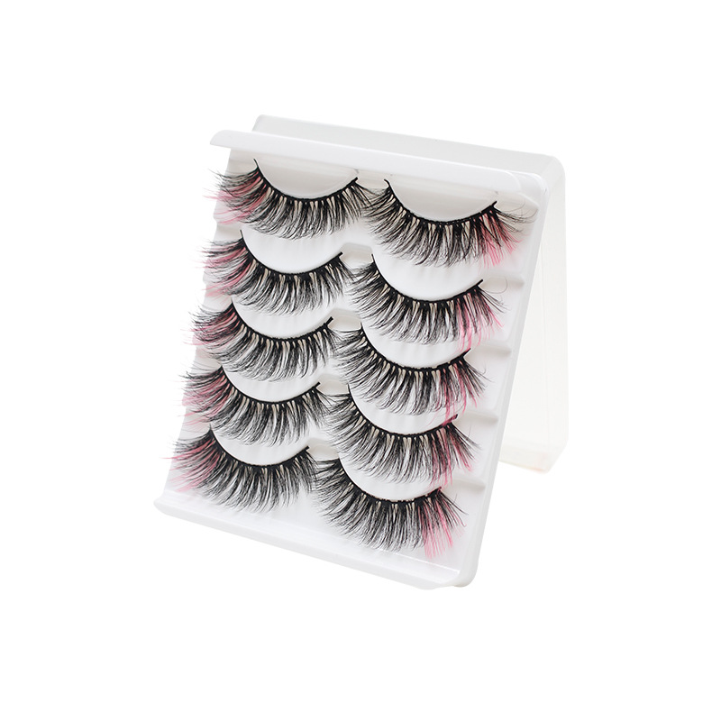 Dingsen Cross-Border Source Factory 5 Pairs 5D Color False Eyelashes Suit Three-Dimensional Curling All-Match Mixed Eyelash