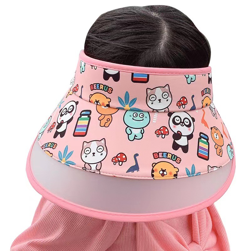 Children's Sun Hat Summer Girls' Electric Fan Hat Artifact Big Brim Baby Topless Hat Boys' Sun Hat Sun