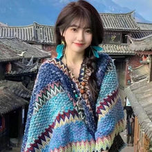 丽江披肩民族风新疆西藏旅游穿搭青海云南外搭斗篷外套披风围巾女