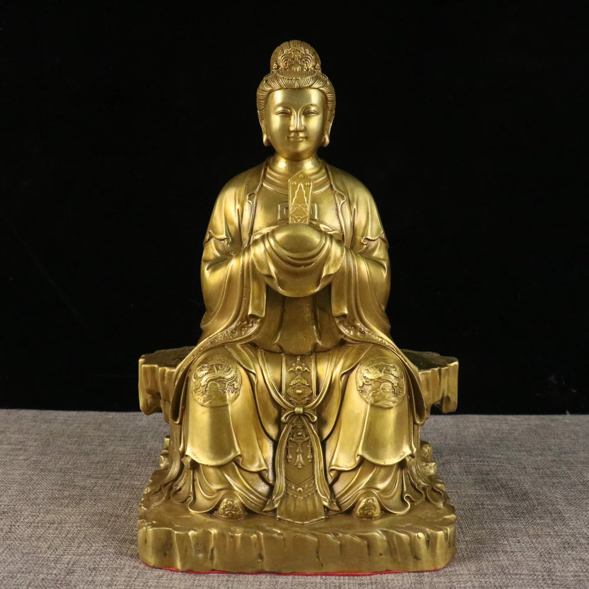 仿古铜碧霞元君坐像泰山奶奶神像摆件圣母娘娘老母家用佛堂供奉