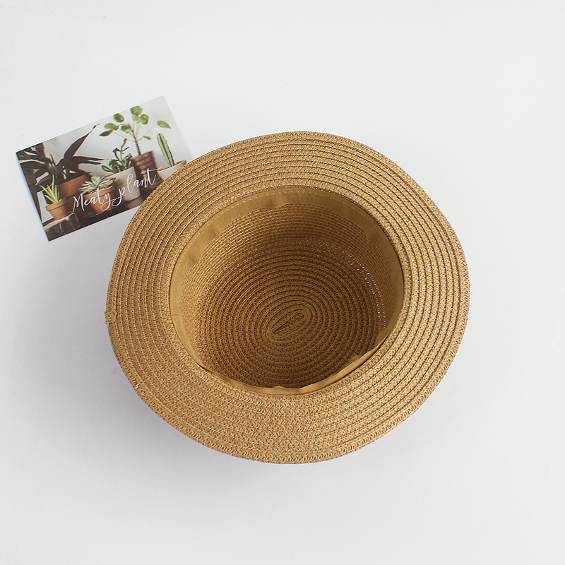 Summer New Korean Style Ribbon British Style Straw Hat Fashion French Simplicity Sun-Proof Flat Top Hat Sun-Proof Hat