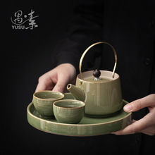 家用功夫茶具茶壶套装客厅办公室小型泡茶器一壶二杯茶盘简易茶具