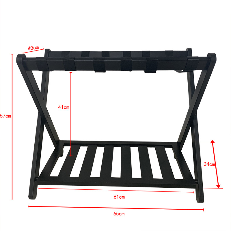 Hotel Luggage Carrier Black Household High-Grade Bamboo Folding Bedroom Storage Rack Simple Double-Layer Luggage Rack