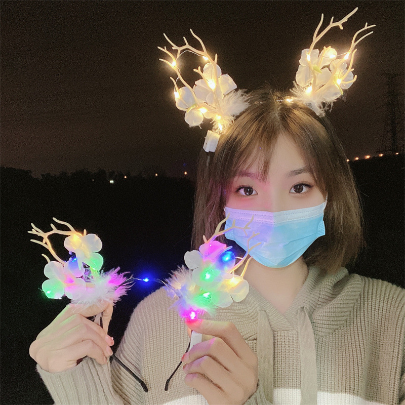 Flash Fairy Headdress Christmas Antlers Luminous Headband Performance Festival Dress up Elk Headband Night Market Stall Wholesale