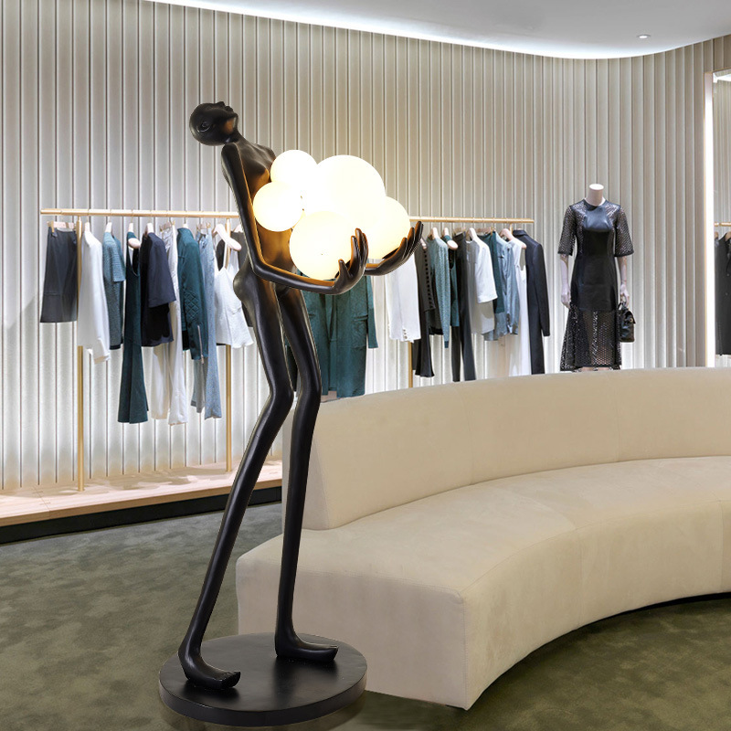 [Source Factory] Humanoid Art Sculptured Ornaments Home Sales Office Creative Large FRP Floor Lamp