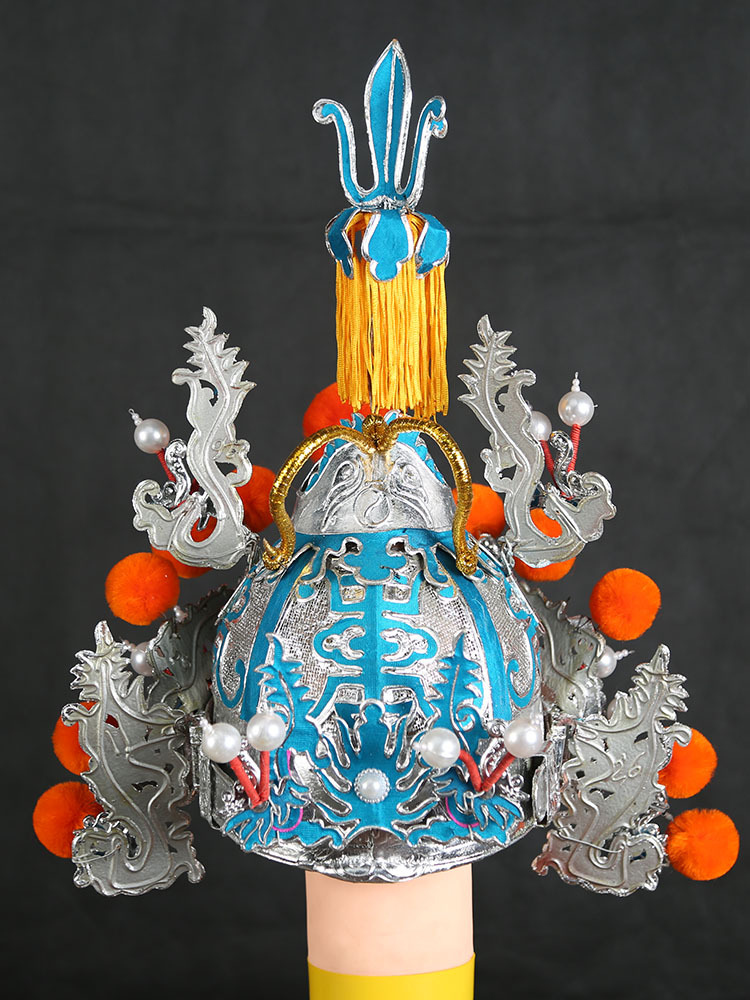 戏曲盔头京剧岳飞帽将军武将 元帅盔 戏剧尖顶帅盔一开盔戏曲帽