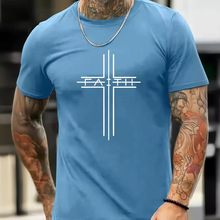 跨境外贸热销3D纯色小图标印花T恤 中性肌肉型男士圆领休闲短袖衫