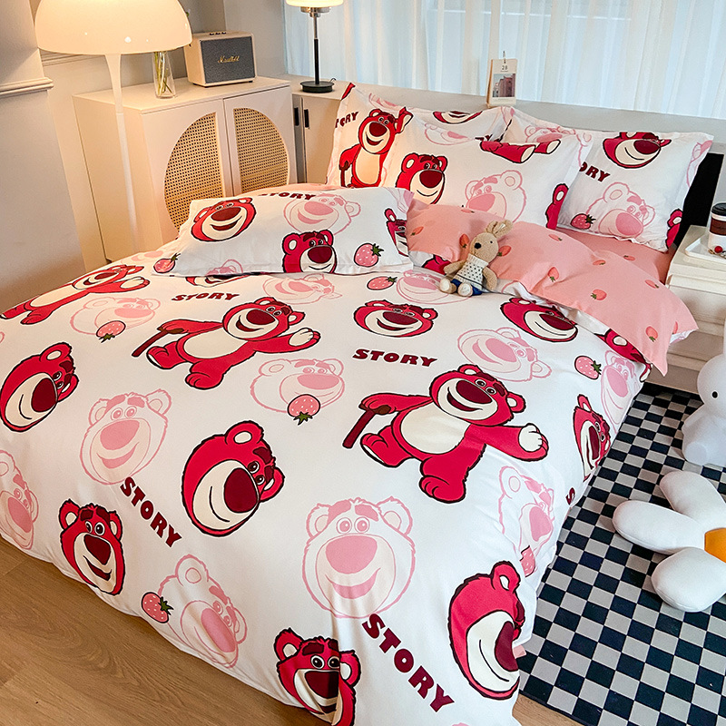 Disney Cartoon Four-Piece Set Student Dormitory Three-Piece Set Bed Sheet Single Double Dormitory Washed Cotton Four-Piece Set