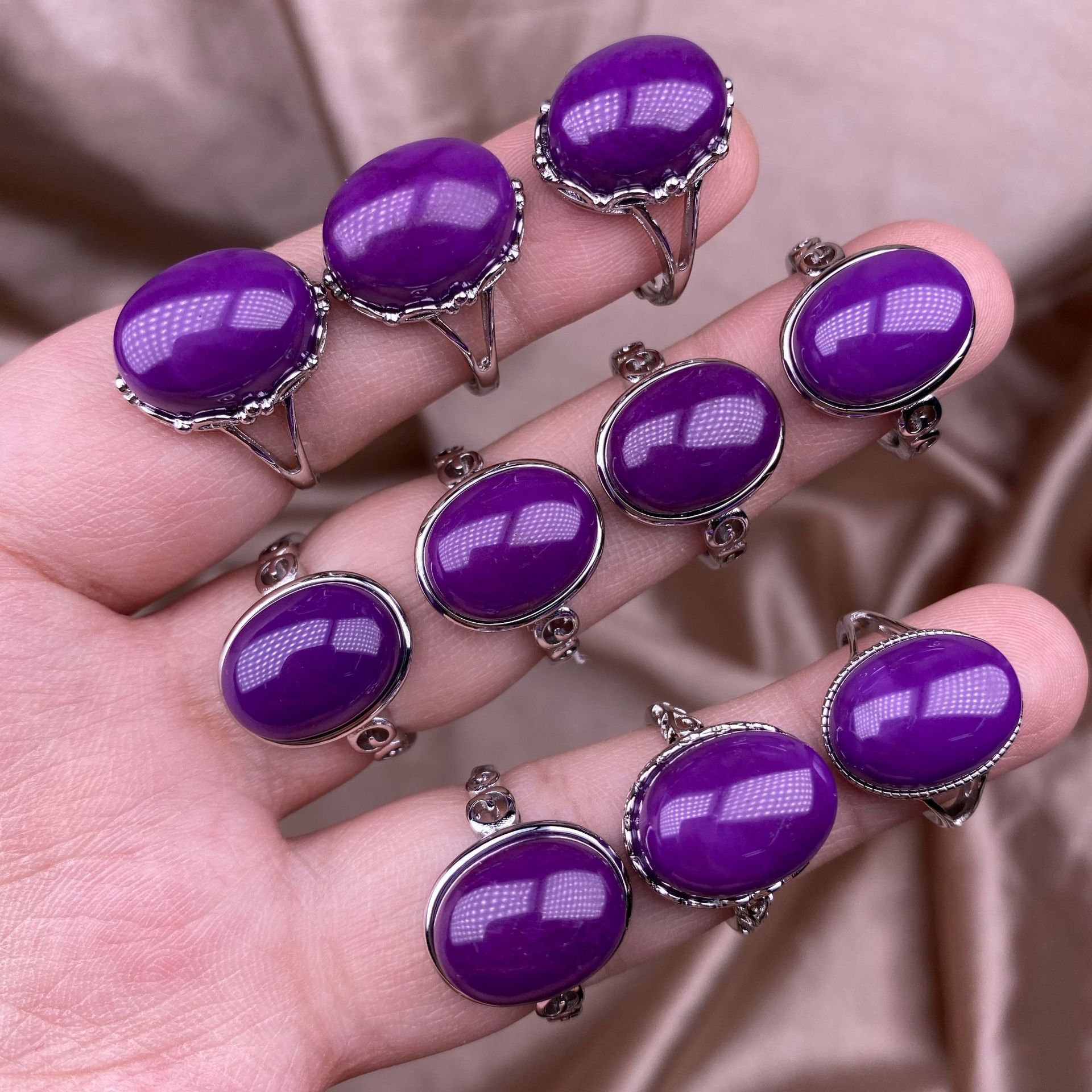 紫云母戒指戒面干净无杂品质好性价比高批发零售拉人气女款首饰