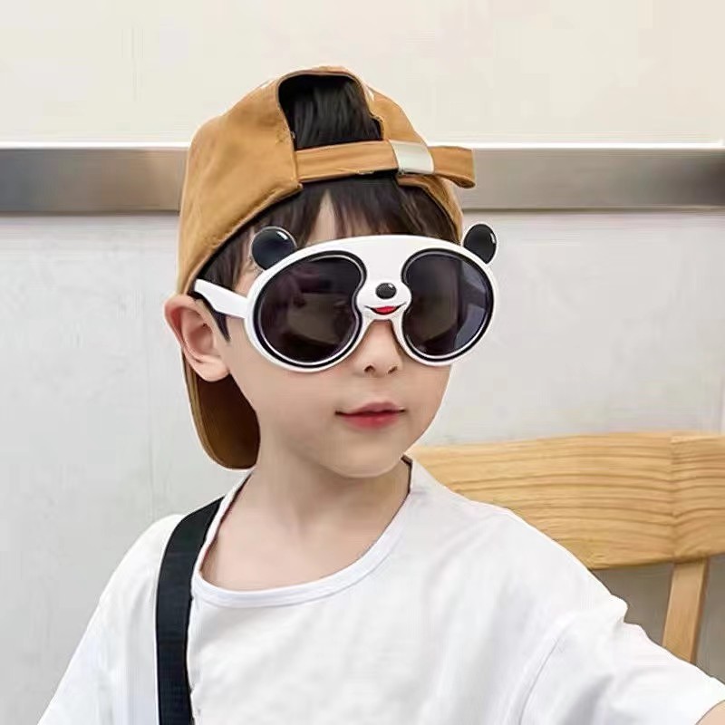 2022新款卡通熊猫眼镜pc儿童太阳镜可爱男女童墨镜宝宝遮阳镜批发