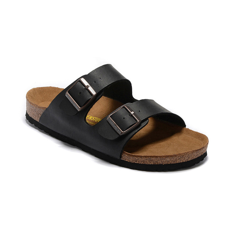 Summer Women's Flat Heel Slippers Casual Sandals Soft Wood Bottom Women's Shoes Beach Shoes Outer Wear Double Buckle Open Toe Sandals Men's Slippers