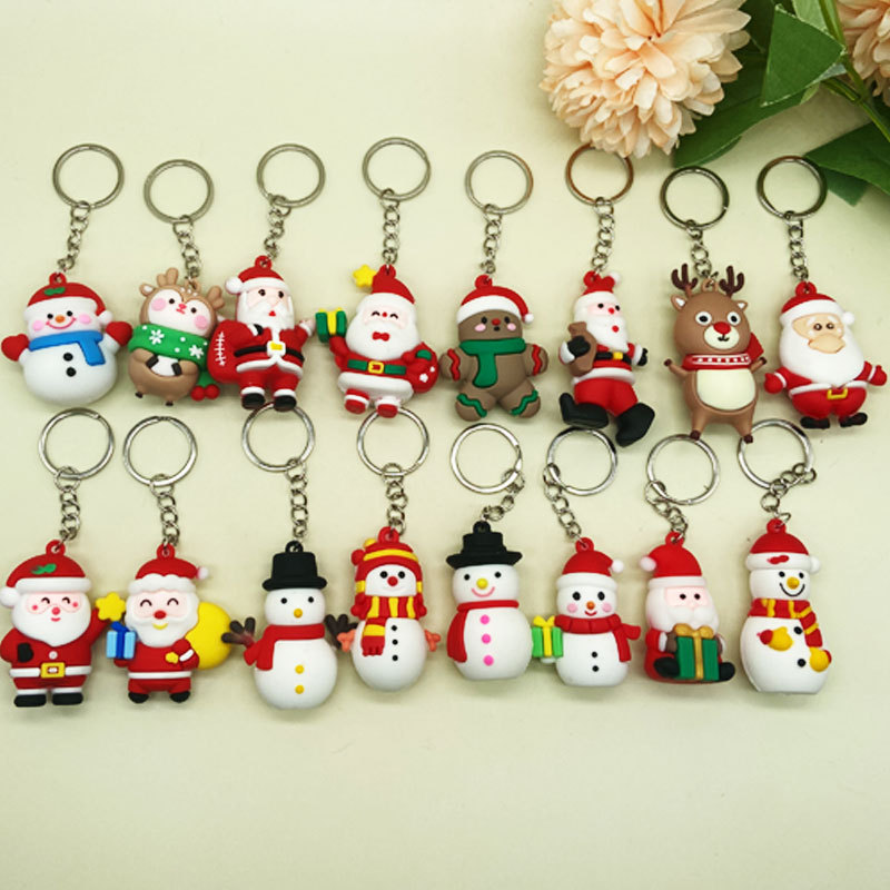 Keychain Pendant Cute Cartoon Christmas Small Pendant Pvc Soft Rubber Doll Holiday Gift Creative Small Gift