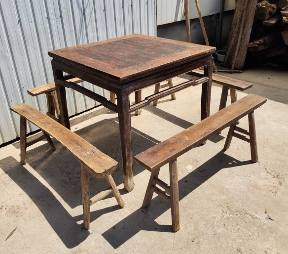 民俗老物件老方桌旧条凳民俗博物馆展览装饰道具摆件复古古典怀旧