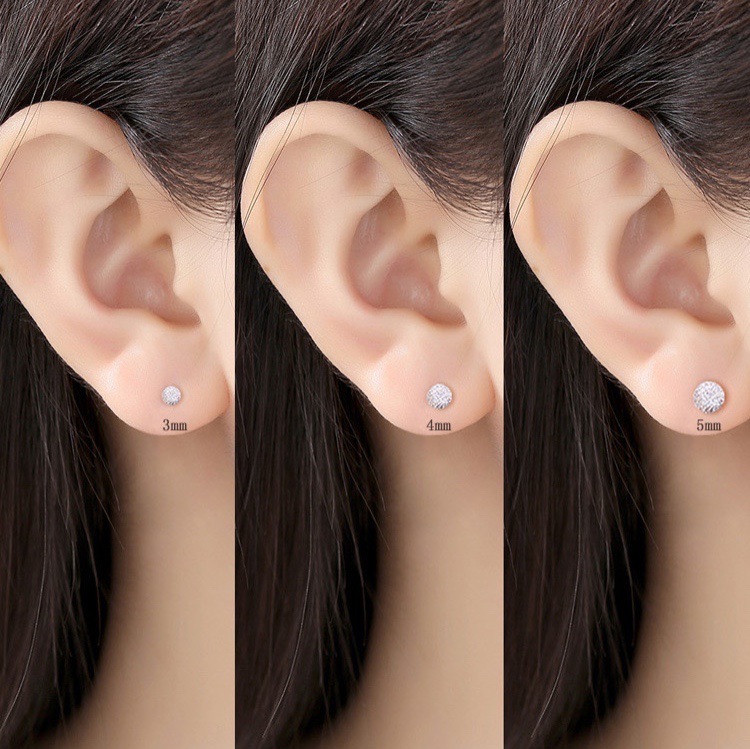 S999 Sterling Silver Frosted Hook Ball Stud Earrings Women's Simple and Light Luxury High-Grade Beanie Earrings Men's Ear-Caring Earrings