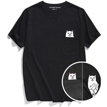 Lord Nermal Funny Print Cat Pocket T Shirt短袖猫口袋印花