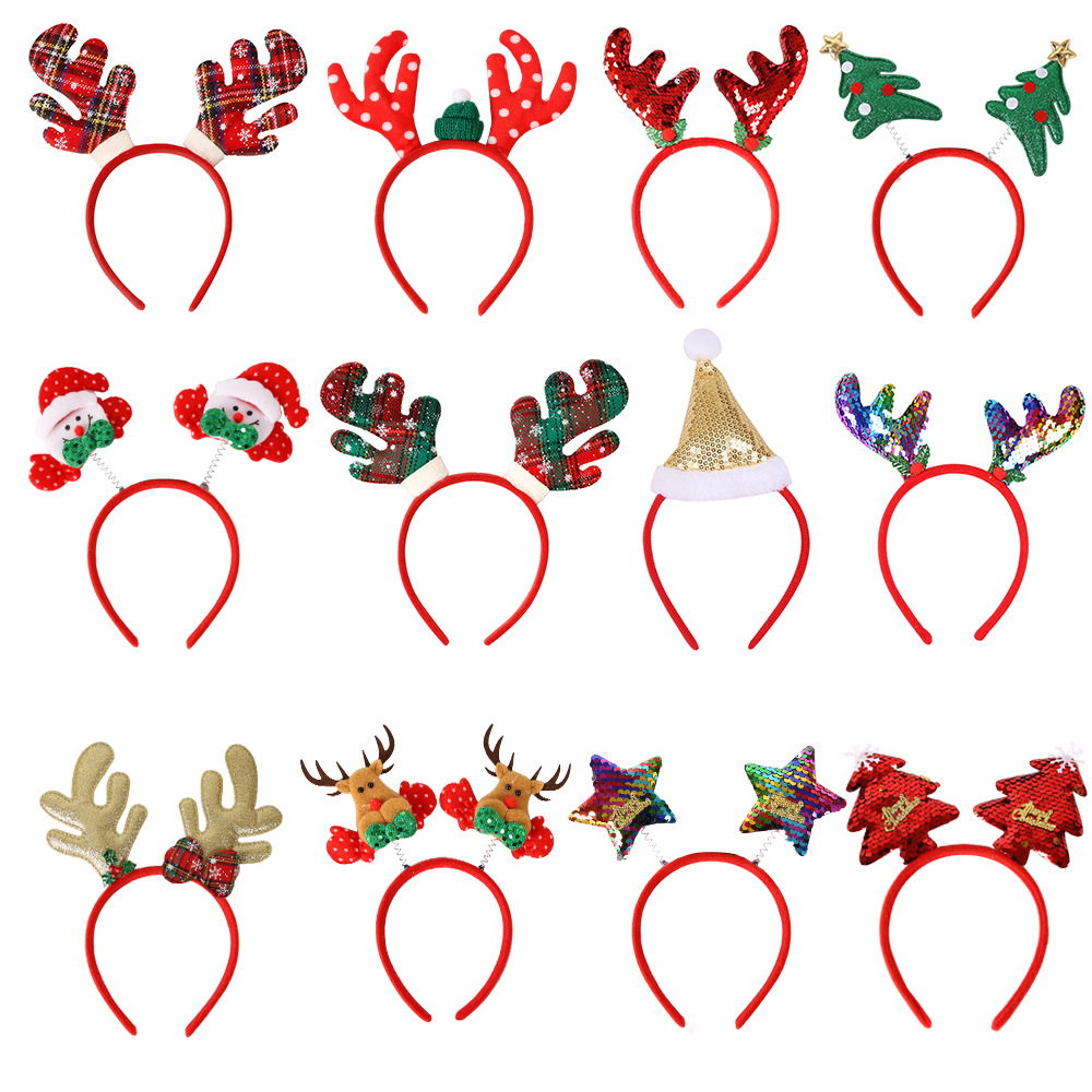 Christmas Headband Elk Horn Five-Pointed Star Headband Christmas Decorations Children Headwear Head Buckle Party Decoration Supplies