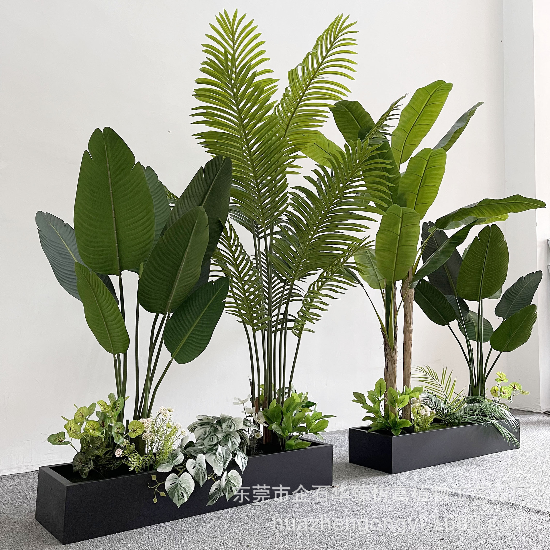 室内仿生绿植造景组合大型猴头蕨商场酒店橱窗假植物装饰景观