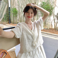 2024夏新款米白色两件套连衣裙度假风韩系两件套连衣裙挚爱连衣裙