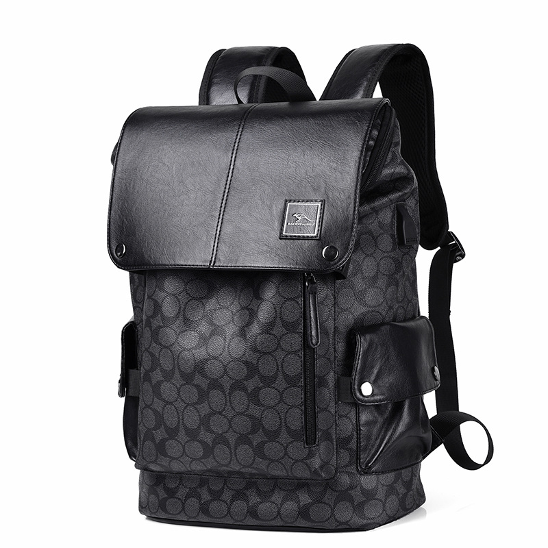 Quality Men's Bag Fashion Backpack Casual Large-Capacity Backpack Men's Pu Travel Bag Backpack One Piece Dropshipping