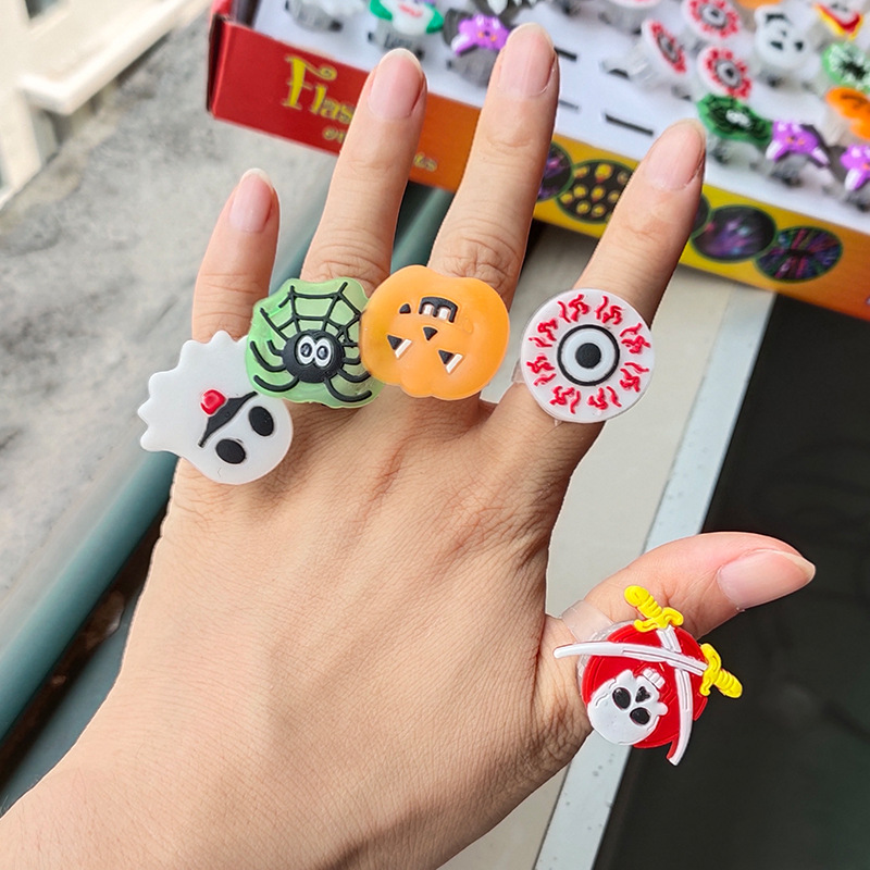 Luminous Halloween Ring LED Flash Christmas Finger Lights Colorful Bracelet Toy Small Gifts for Children Wholesale