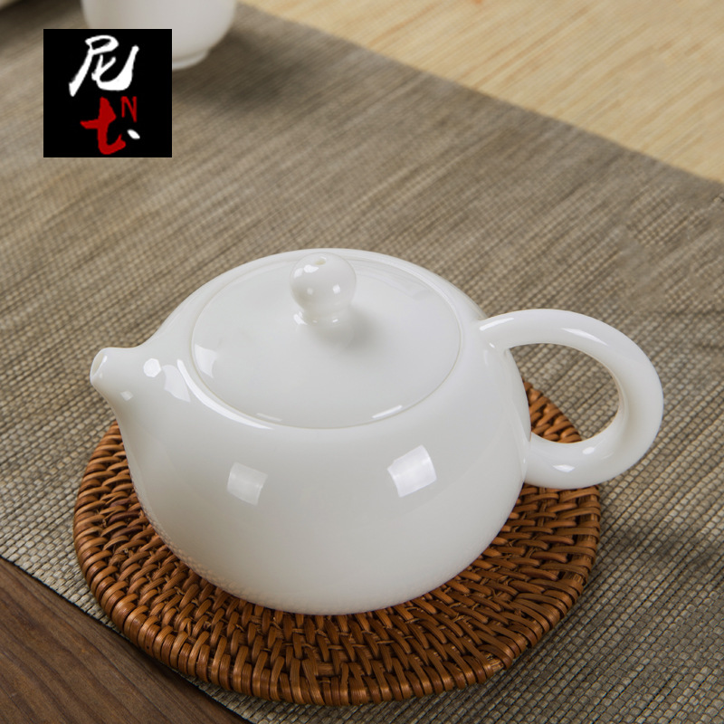 德化白瓷西施茶壶功夫茶茶具杯陶瓷单个泡茶壶器家用羊脂玉瓷大号