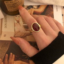 法式高级感红宝石复古戒指女925银韩版ins网红气质开口欧美食指戒