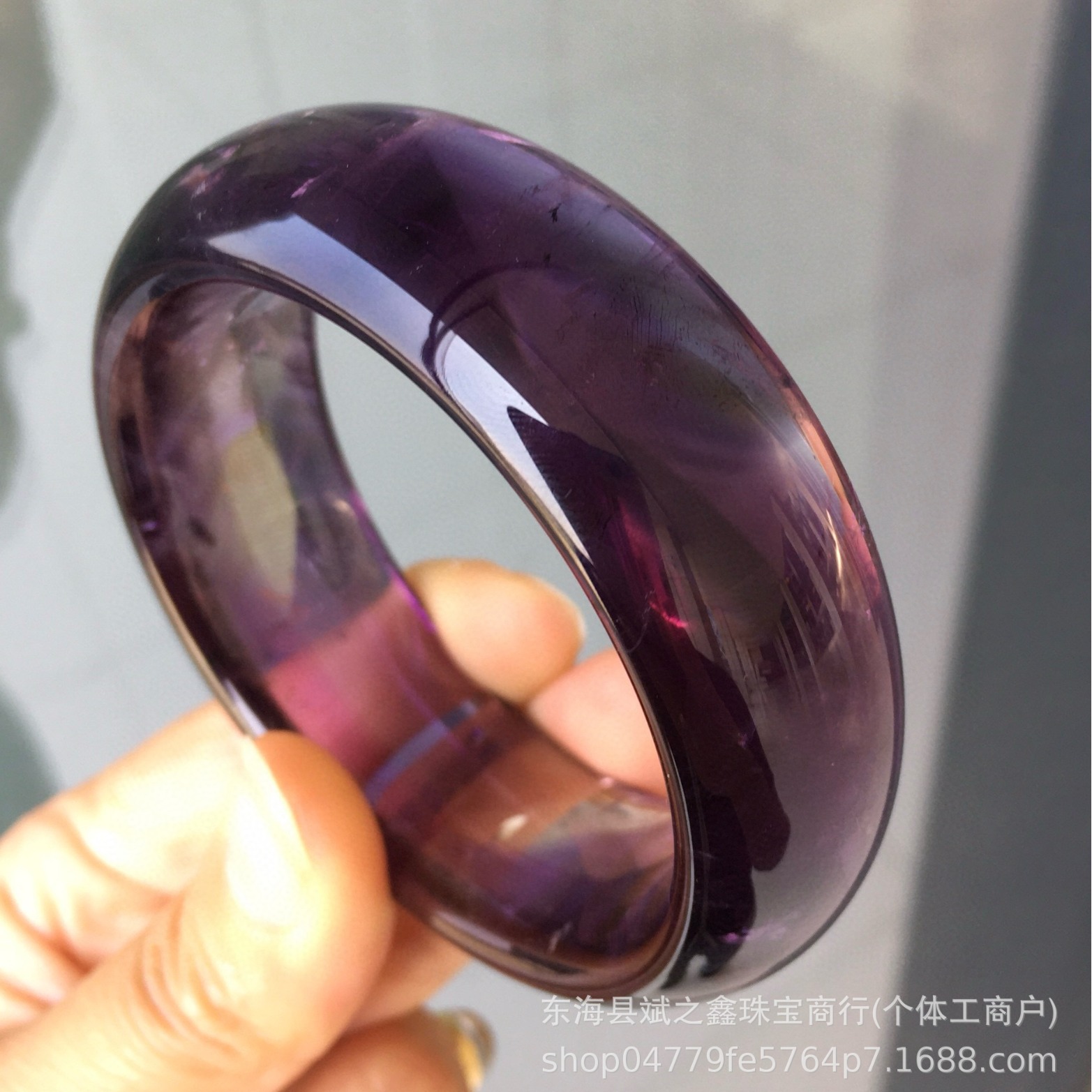 天然乌拉圭紫水晶宽版手镯晶体通透精品乌拉圭紫水晶手镯高贵典雅