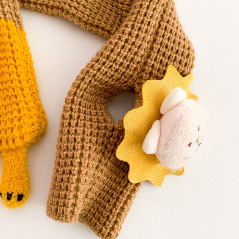 婴儿围巾秋冬保暖宝宝围脖可爱超萌小狮子毛线男童女童儿童围巾潮