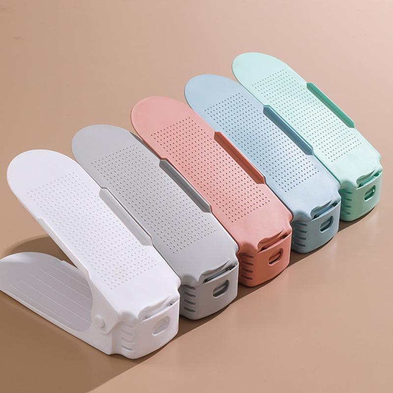 Adjustable Shoes Storage Double-Layer Thickened Shoe Rack Shoe Holder Household Dormitory Shoe Cabinet Storage Box Storage Plastic