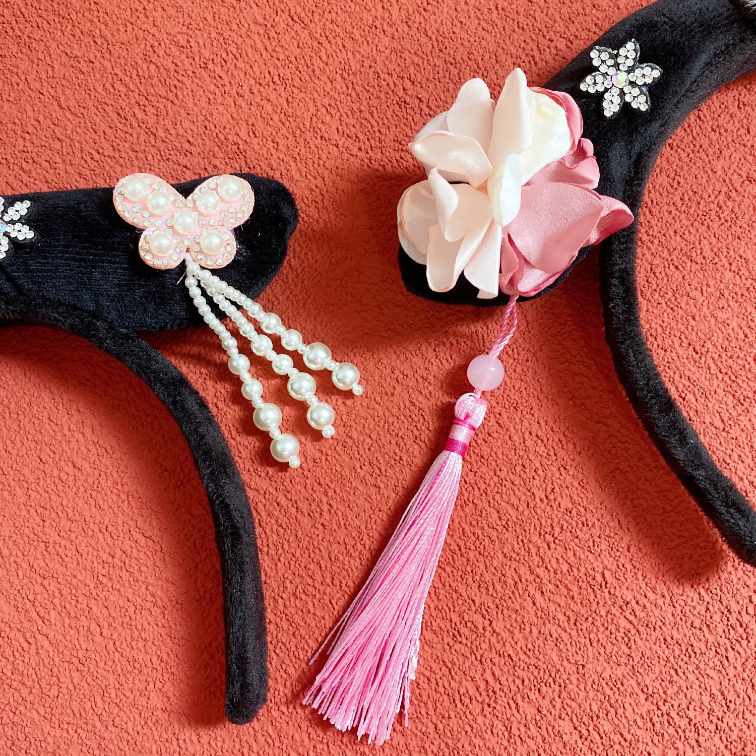 清朝格格古风中国风发箍女宝喜庆拜年发饰国潮京剧发卡汉服流苏女