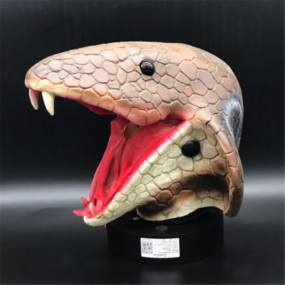 眼镜蛇面具蟒蛇乳胶头套万圣节恐怖仿真动物装扮道具cosplay mask