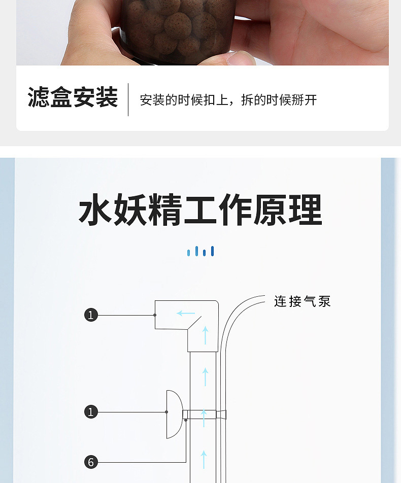 桂韵水妖精吸便器过滤器鱼缸电动水妖精生化反气举过滤器双头生化