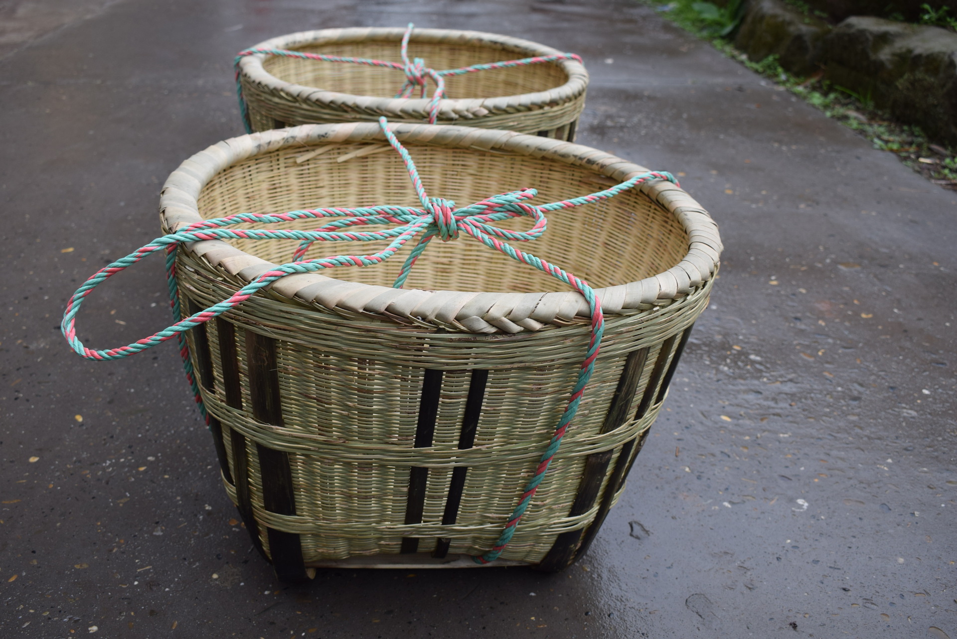 箩筐竹编制品淘米箩采摘竹筐手工竹箩大号粮食背篓篓子背篼成人