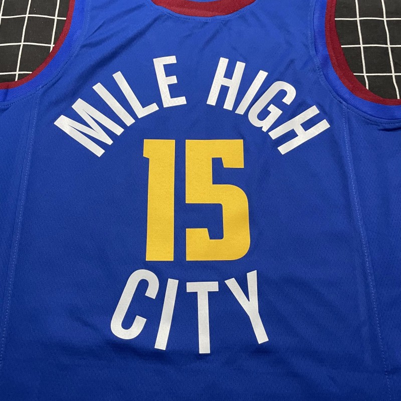 掘金队15号约基奇球衣 1号小波特27号穆雷 城市版雪山黑色白色sw