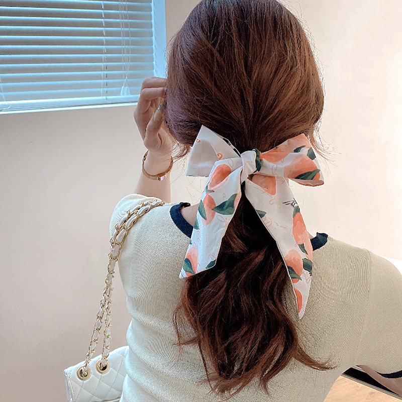 French Scarf Hair Band Female Hair Tie Ponytail Mori Style Go out Bow Headdress Winter Ribbon Hair Accessories Ribbon Headband