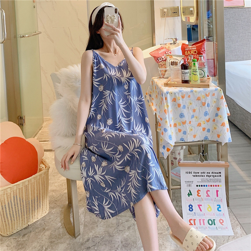 Women's Cotton Nightdress Summer Thin Sexy Rayon Slip Dress Japanese Style Court Style Pajamas Homewear