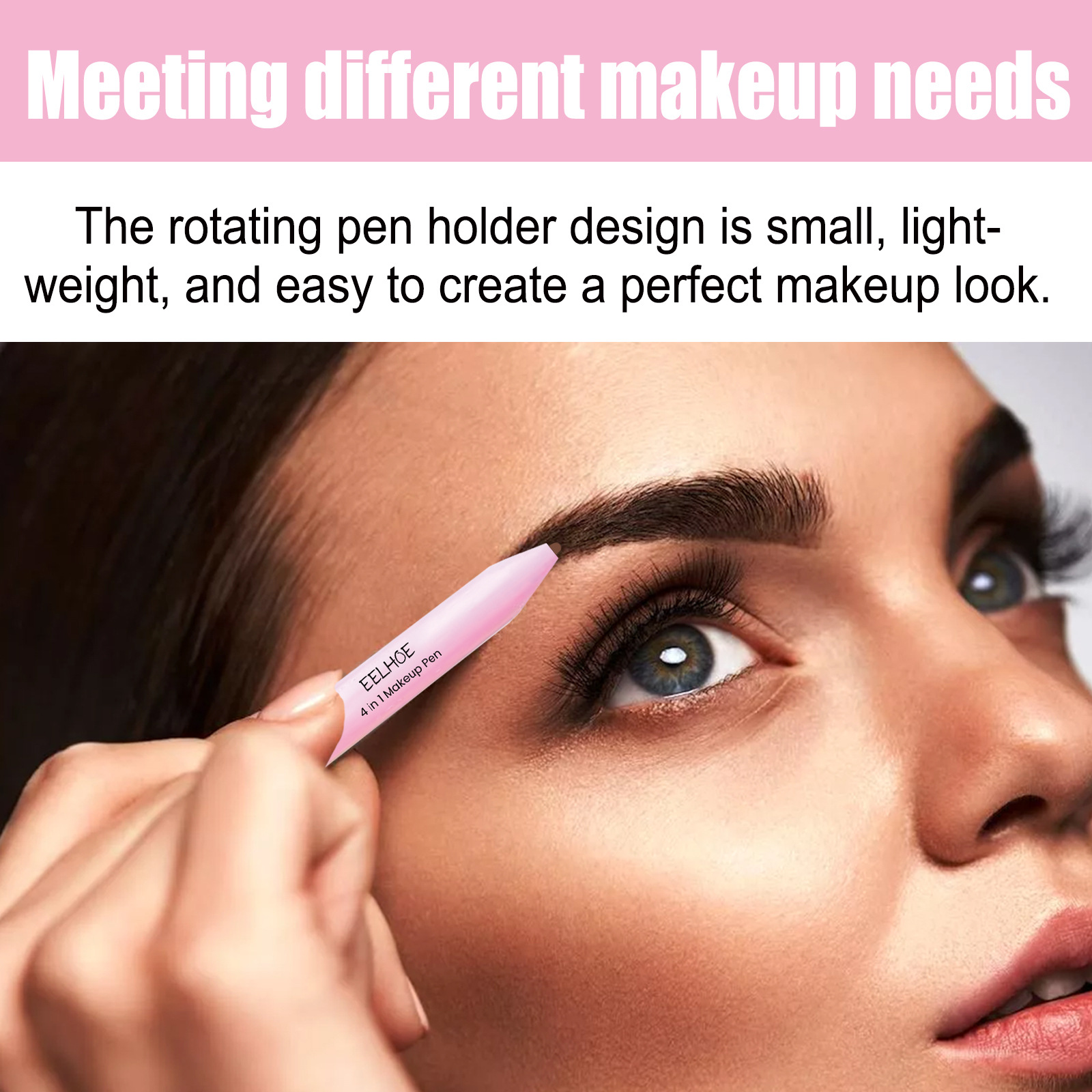 Eelhoe 4-in-1 Cosmetic Brush Eyeliner Eyebrow Pencil Lip Liner Fluorescent Pen 4-in-1 Multifunctional Portable Makeup Pen