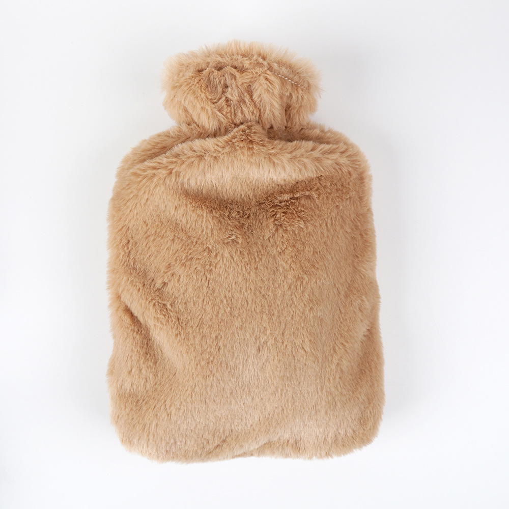 Winter Silicone Rubber Hot Water Bag Imitation Rabbit Fur Cover Hand Warmer Hot-Water Bag Drawstring Bag PVC Hot Water Bag Plush Cloth Cover