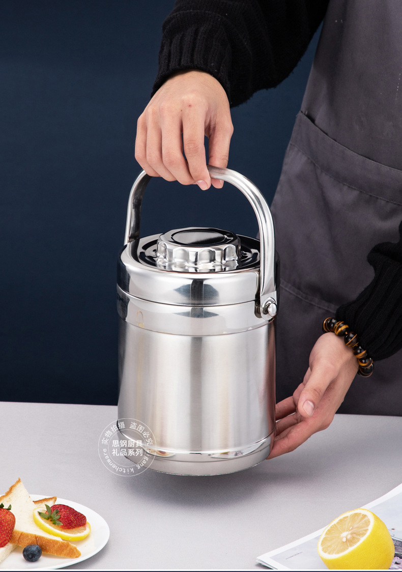 不锈钢保温提锅密封防漏双层保温提桶带盖带格饭盒实用活动礼品