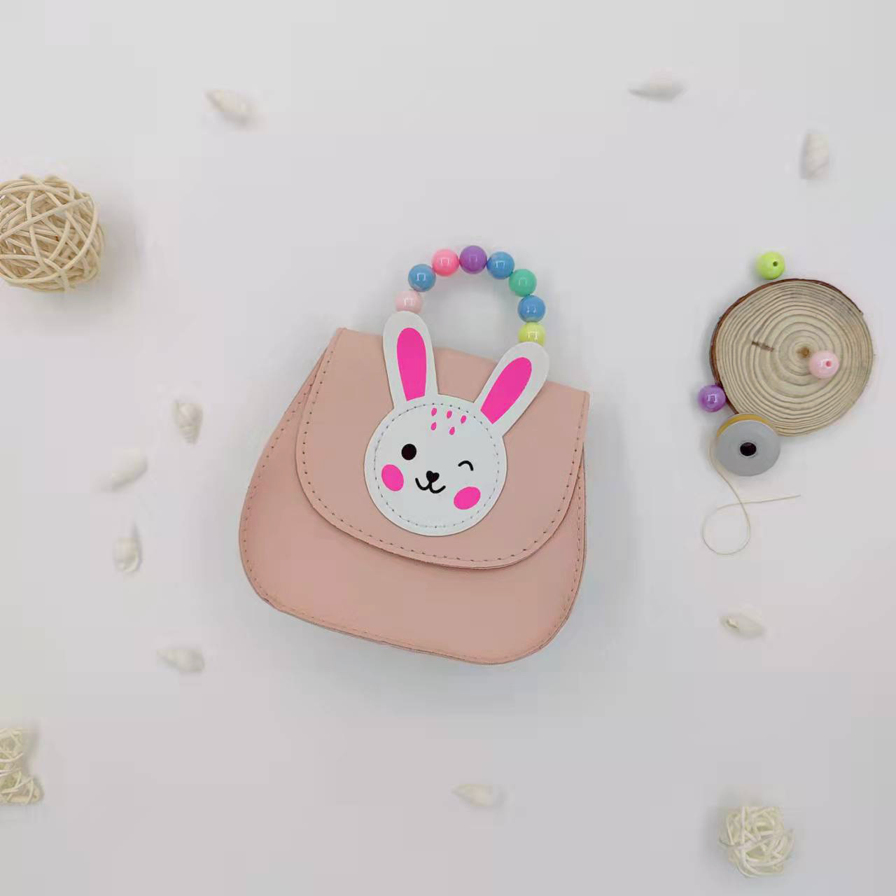 Cross-Border Hot Colorful Portable Coin Purse Children's Cute Fashion Crossbody Bag Cartoon Smiling Bunny Key Women's Bag