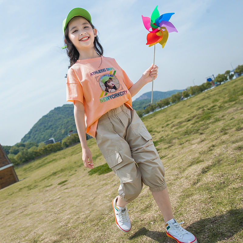 女孩短袖工装裤两件套14婴儿童衣服1-3周岁2童装女童夏装小童衣服女